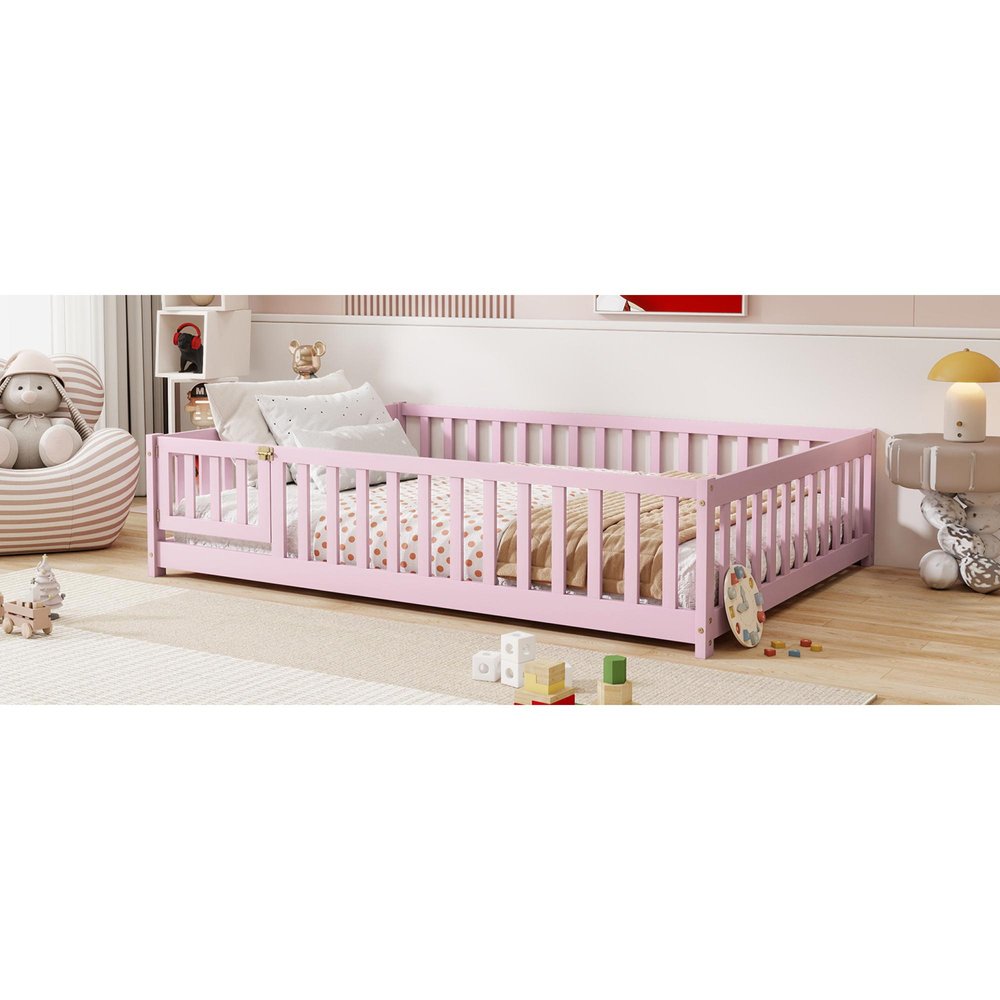 Pink Solid Wood Full Bed Frame