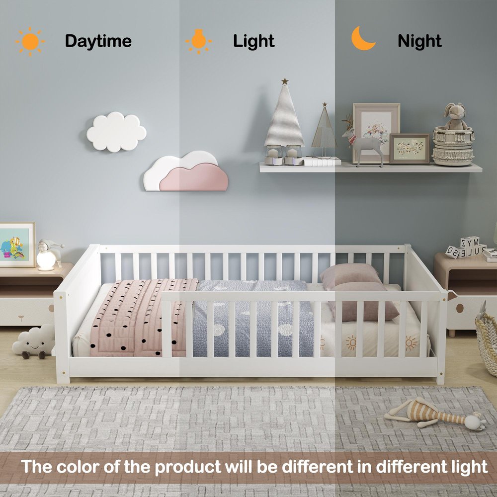 White Solid Wood Full Bed Frame