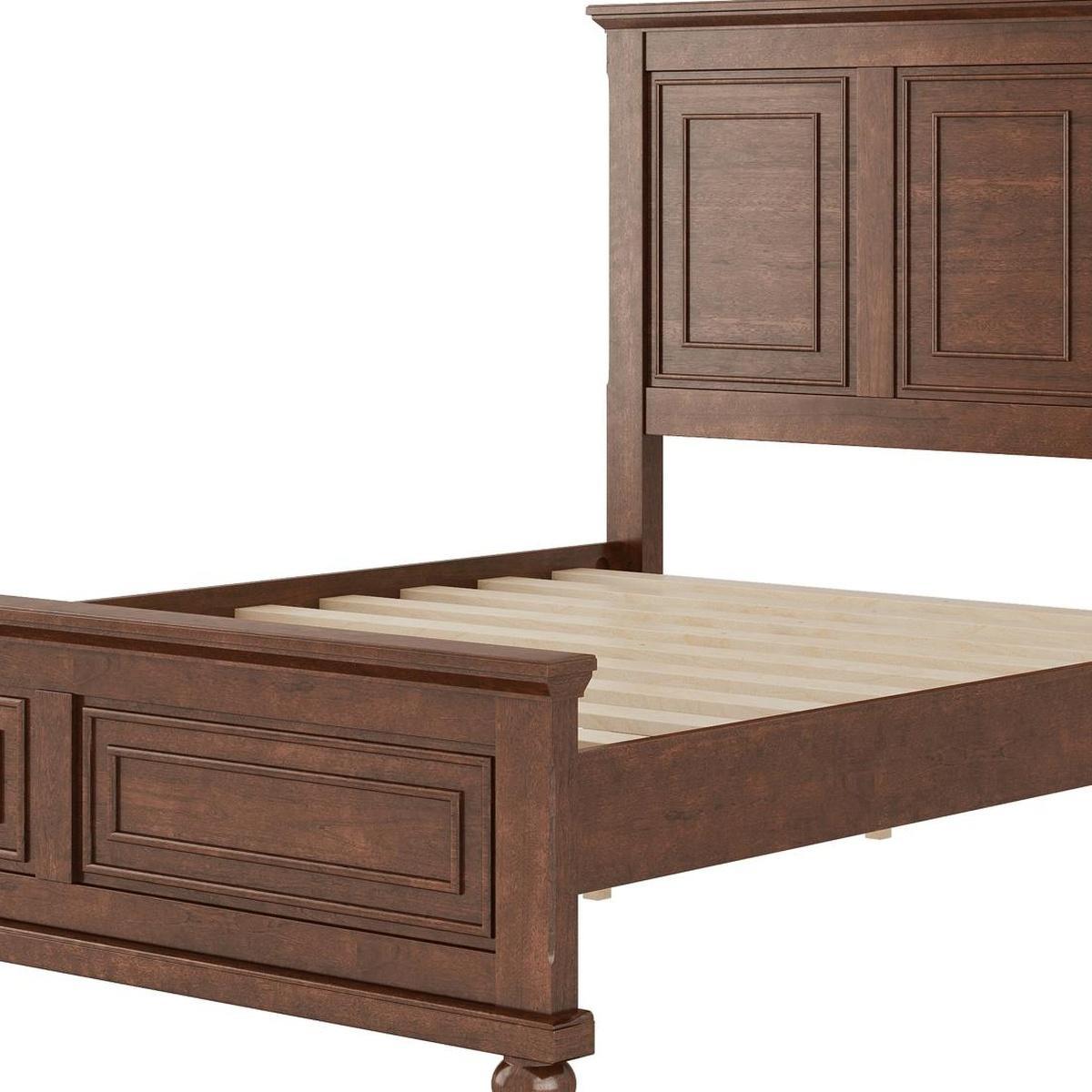 Walnut Solid Wood Queen Bed Frame With USB