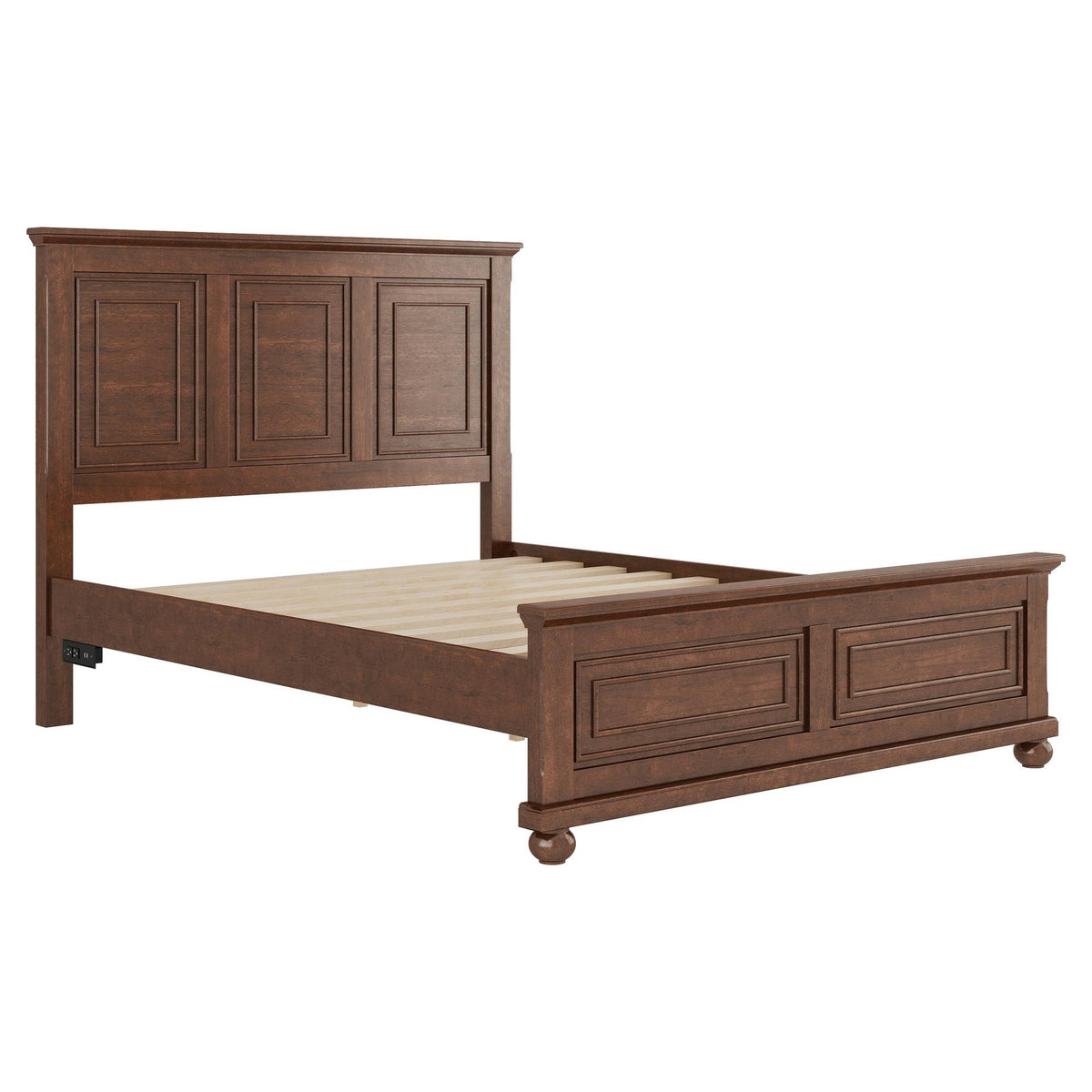 Walnut Solid Wood Queen Bed Frame With USB