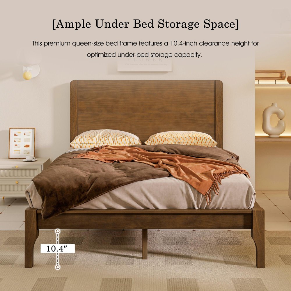 Walnut Solid Wood Queen Bed Frame