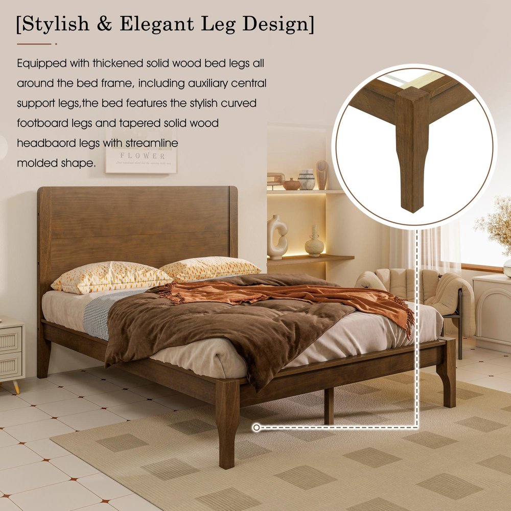 Walnut Solid Wood Queen Bed Frame