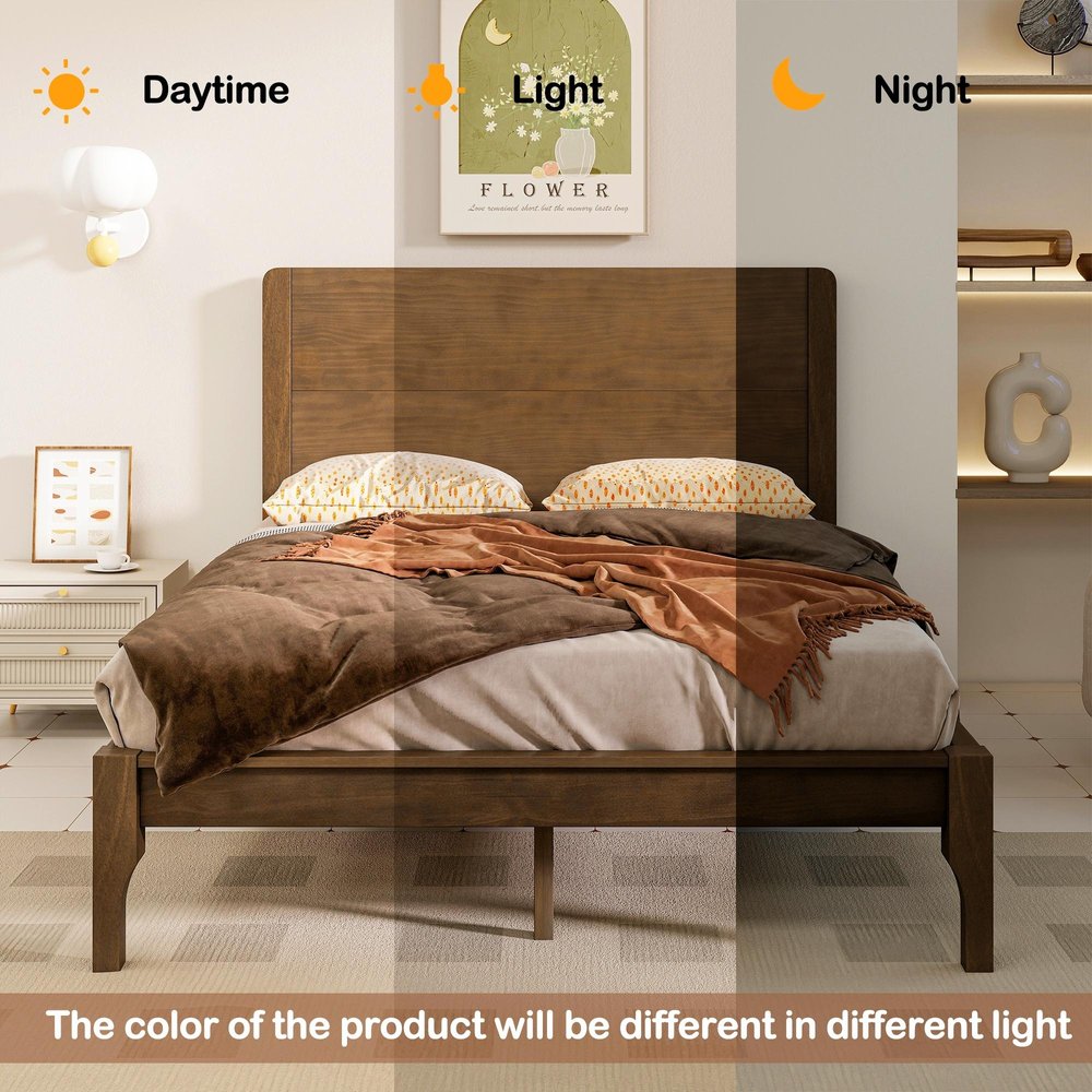 Walnut Solid Wood Queen Bed Frame