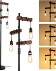68" Natural Solid Wood Floor Lamp With Natural Solid Wood Drum Shade