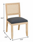 Set of Two Gray Fabric And Rattan Open Back Dining Side Chairs