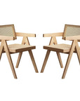 Set of Two Natural Solid Wood Dining Side Chairs