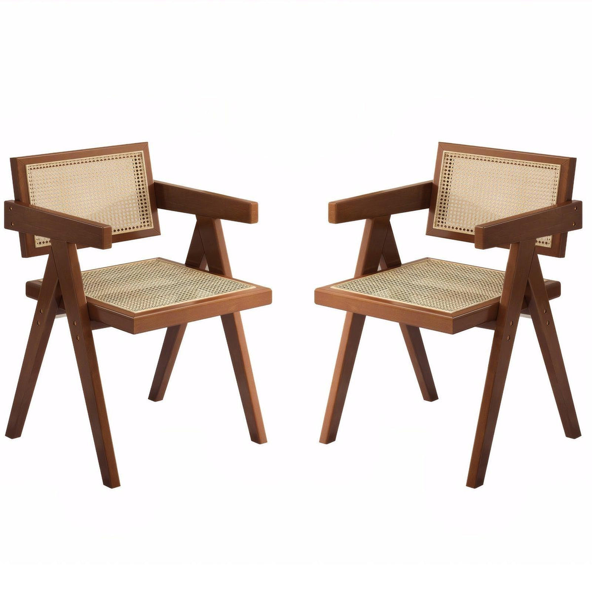 Set of Two Natural Solid Wood Dining Side Chairs