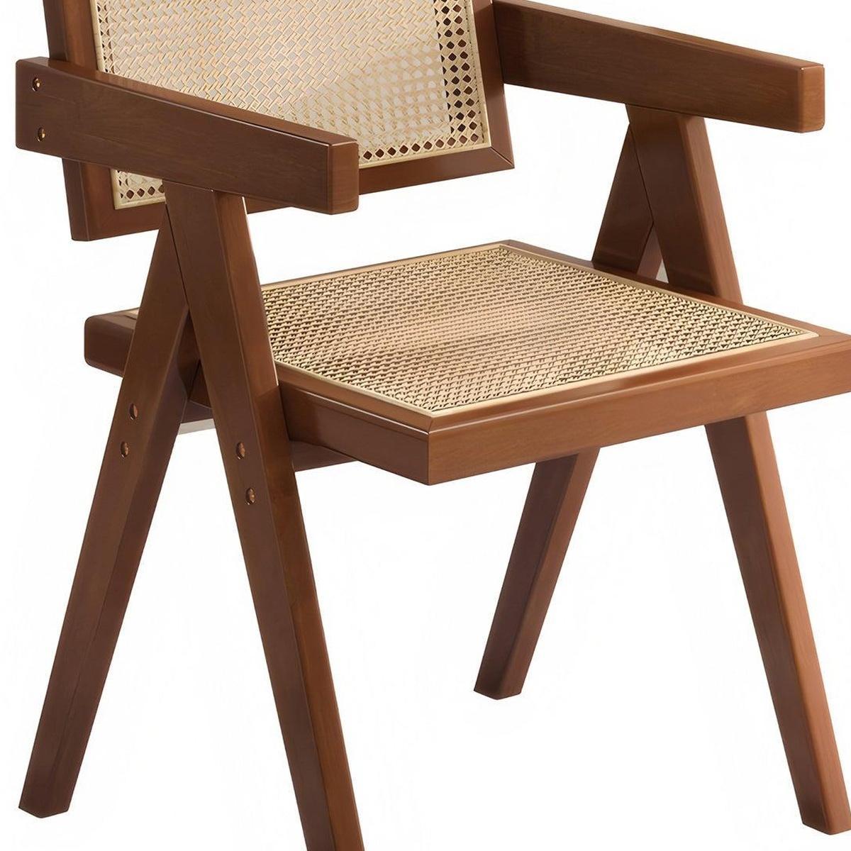 Set of Two Natural Solid Wood Dining Side Chairs