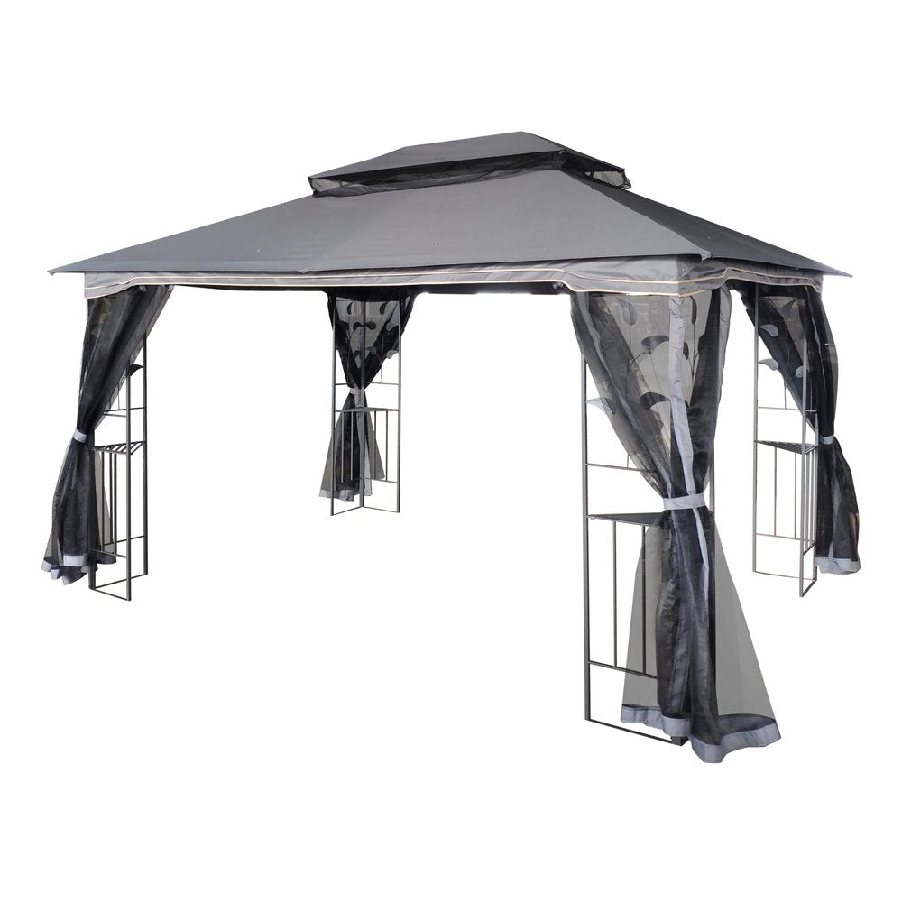 157" X 157" Gray Metal Gazebo