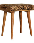 Leopard Velvet Tray Style Footstool