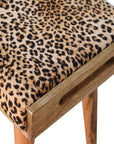 Leopard Velvet Tray Style Footstool