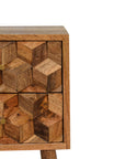 Mini Cube Carved 2 Drawer Nightstand