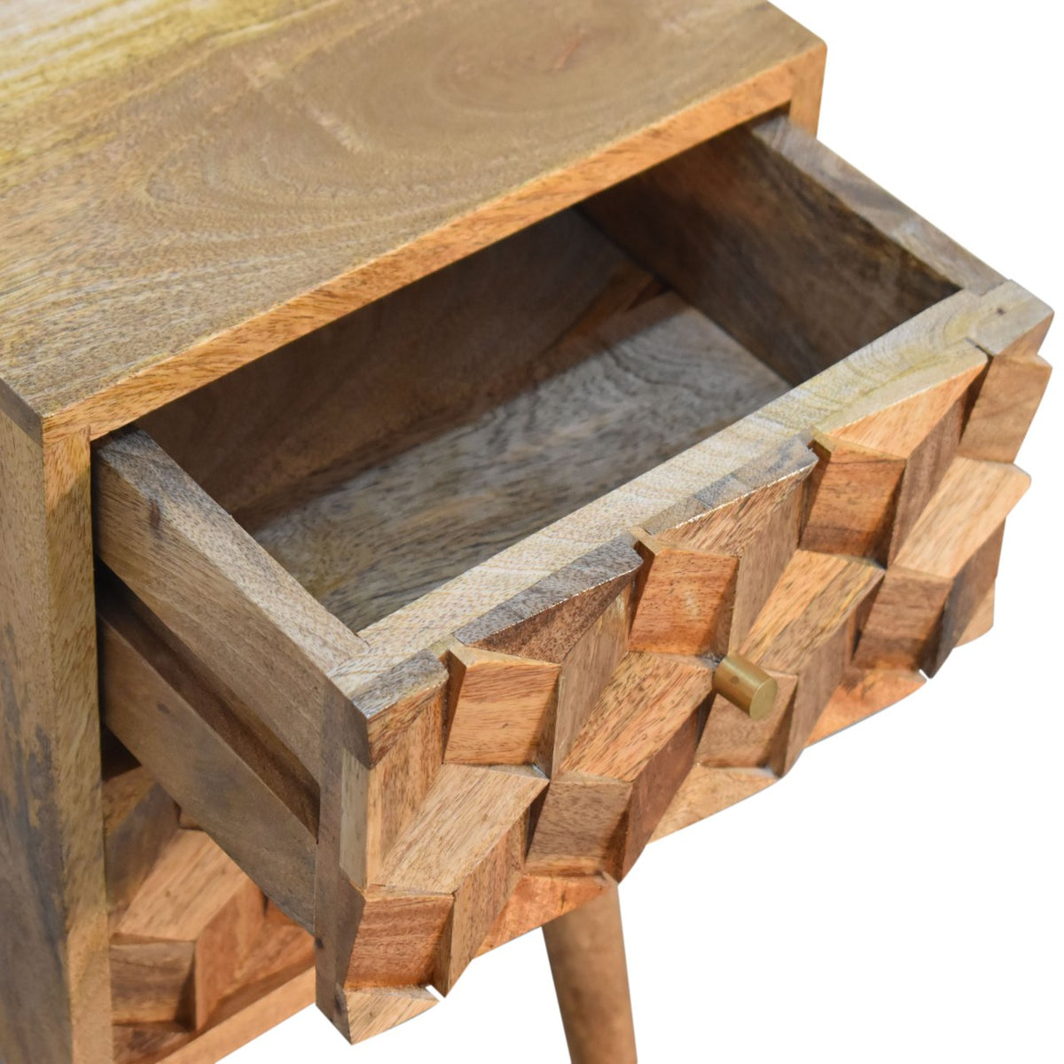Mini Cube Carved 2 Drawer Nightstand