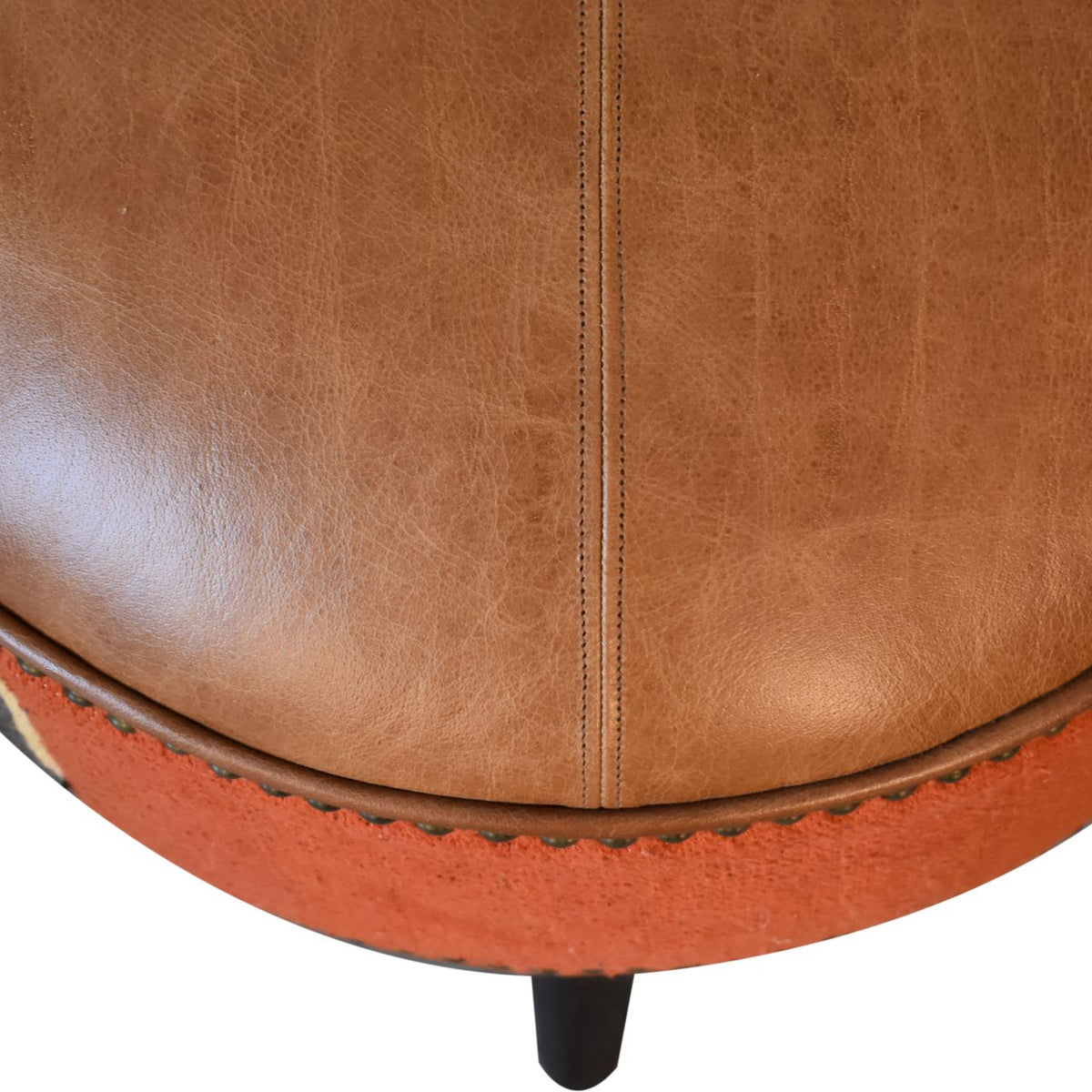 Durrie &amp; Leather Mixed Footstool