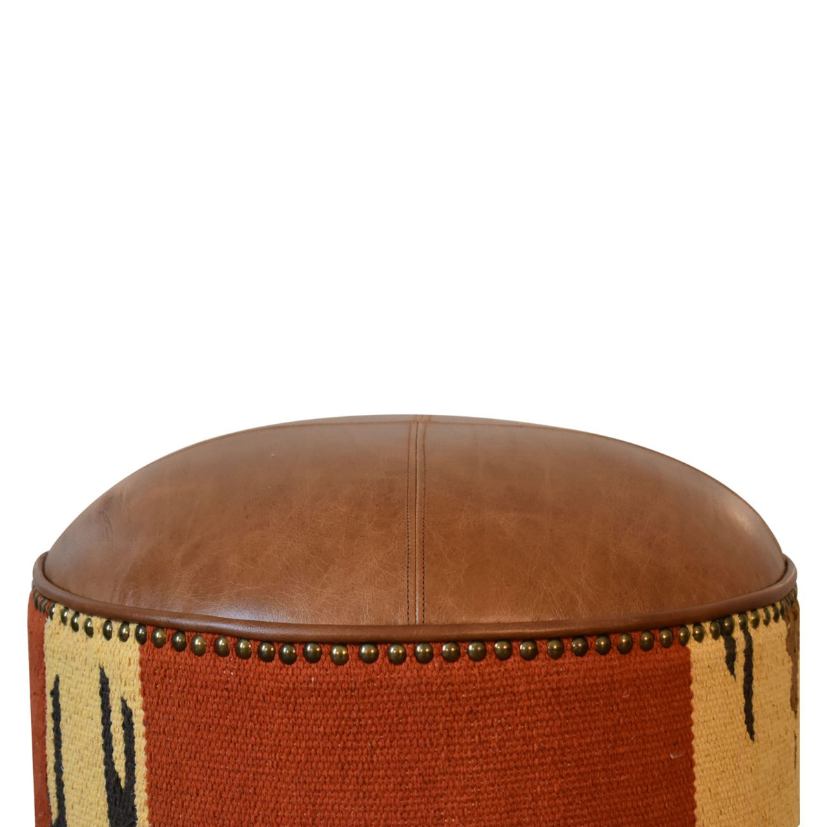 Durrie &amp; Leather Mixed Footstool