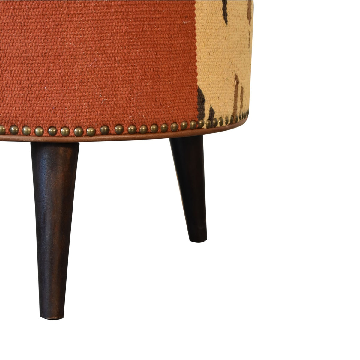 Durrie &amp; Leather Mixed Footstool