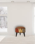 Durrie & Leather Mixed Footstool