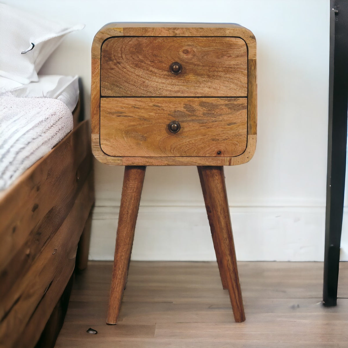 Mini Oak-ish Curved Nightstand