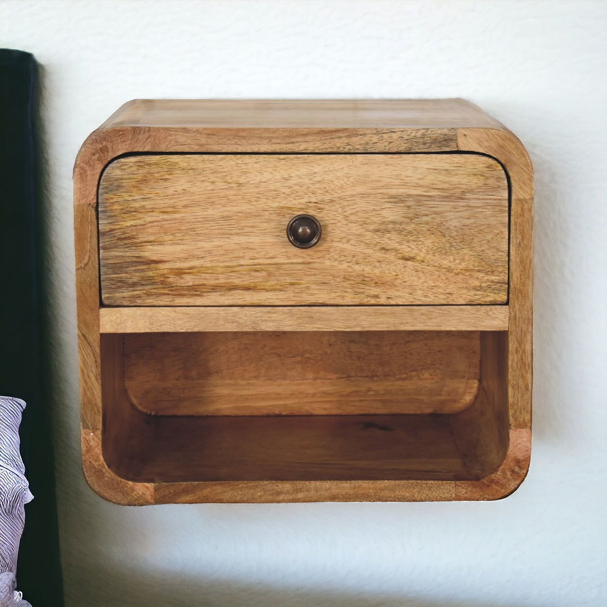 Mini Oak-ish Floating Open Nightstand