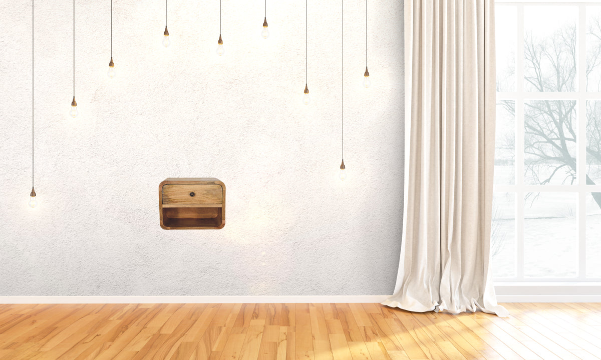 Mini Oak-ish Floating Open Nightstand