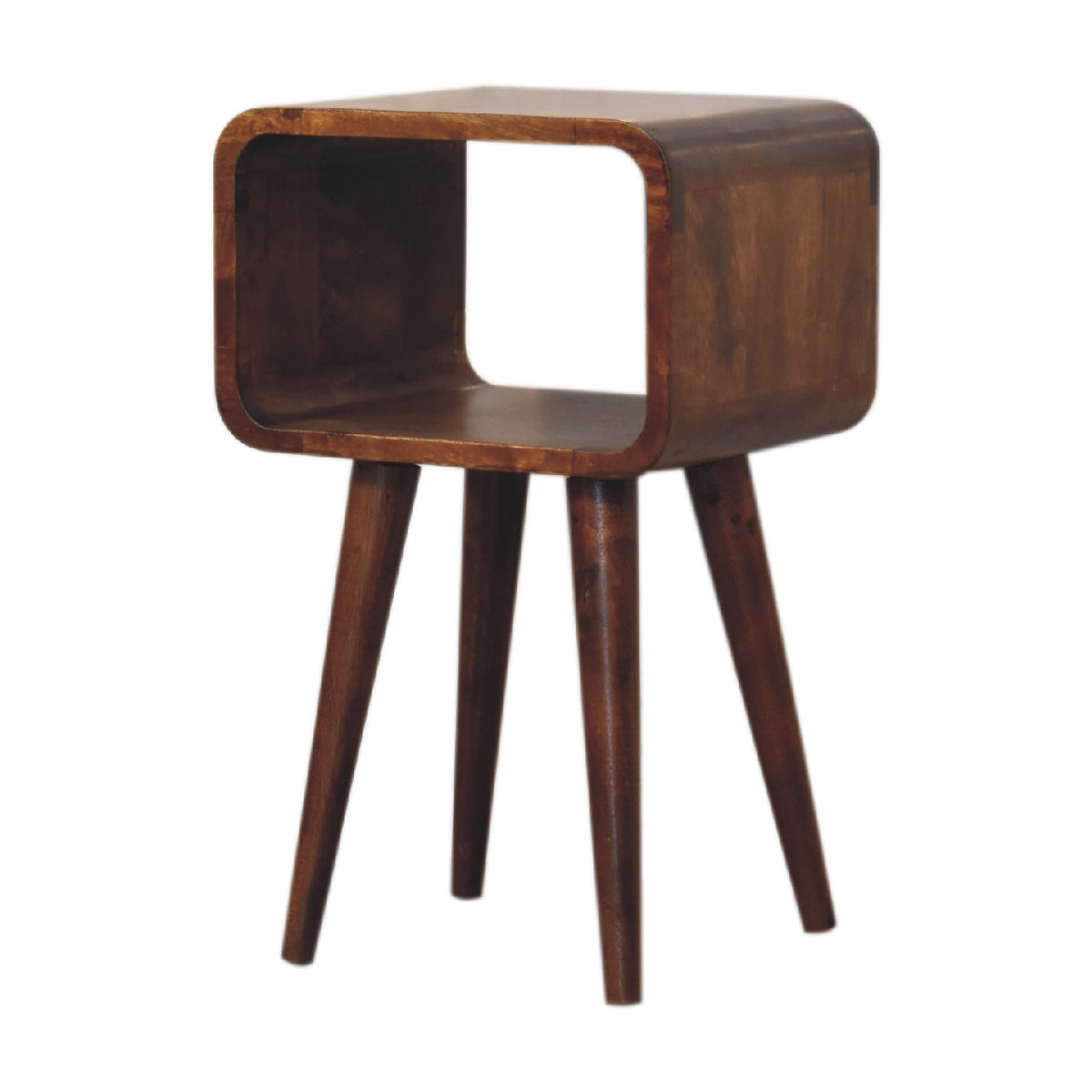 Mini Chestnut Curved Open Nightstand