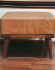 Tan Buffalo Leather Tan Footstool