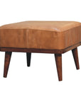Tan Buffalo Leather Tan Footstool