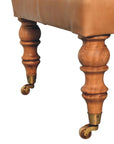 Buffalo Tan Leather Ottoman with Castor Legs