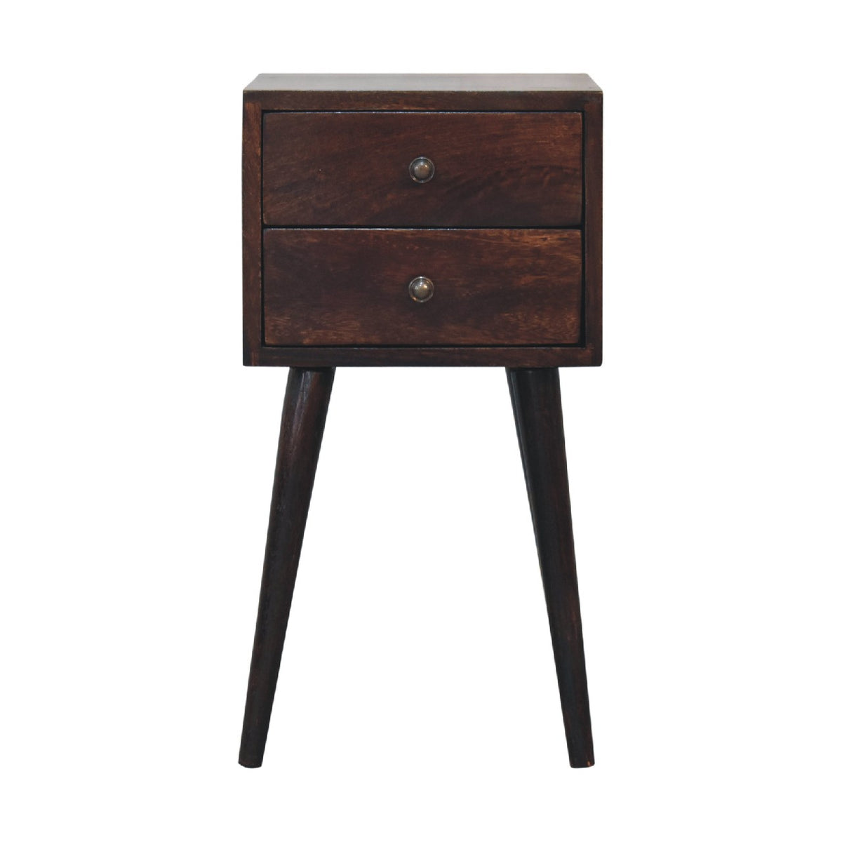 Mini 2 Drawer Walnut Nightstand