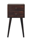 Mini 2 Drawer Walnut Nightstand