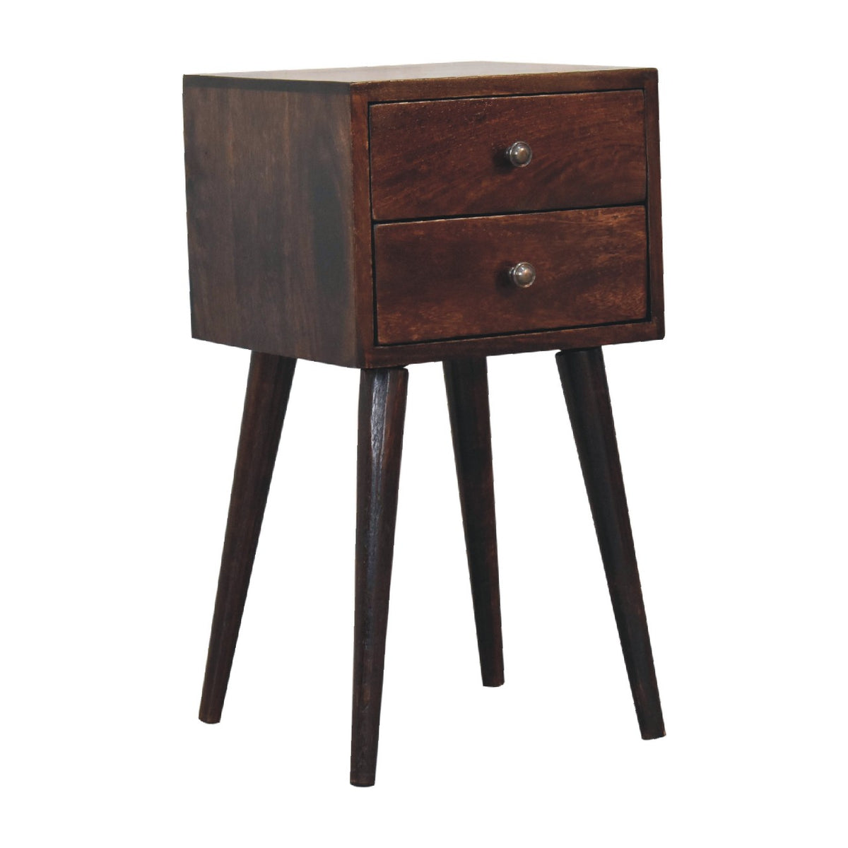 Mini 2 Drawer Walnut Nightstand