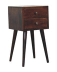 Mini 2 Drawer Walnut Nightstand