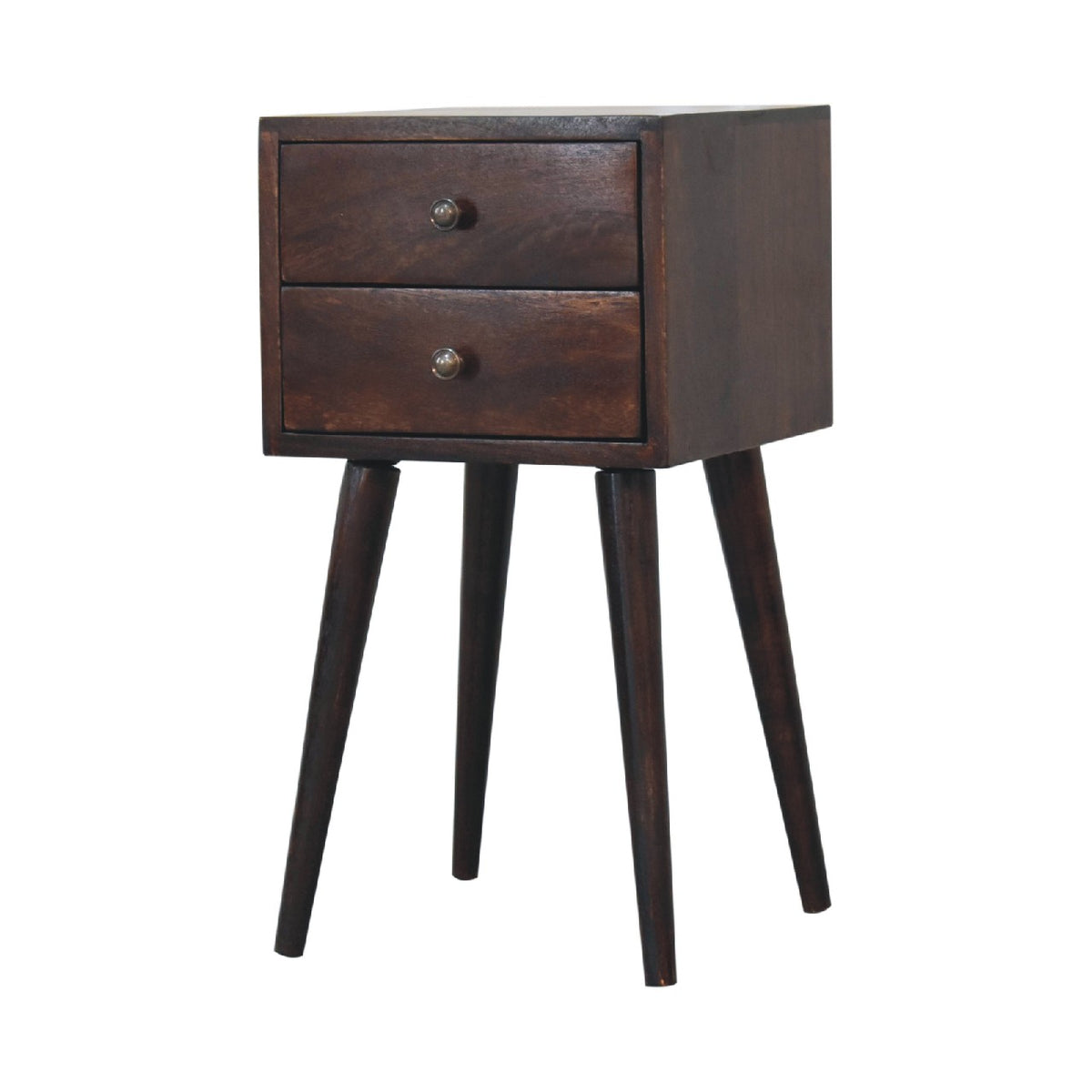 Mini 2 Drawer Walnut Nightstand