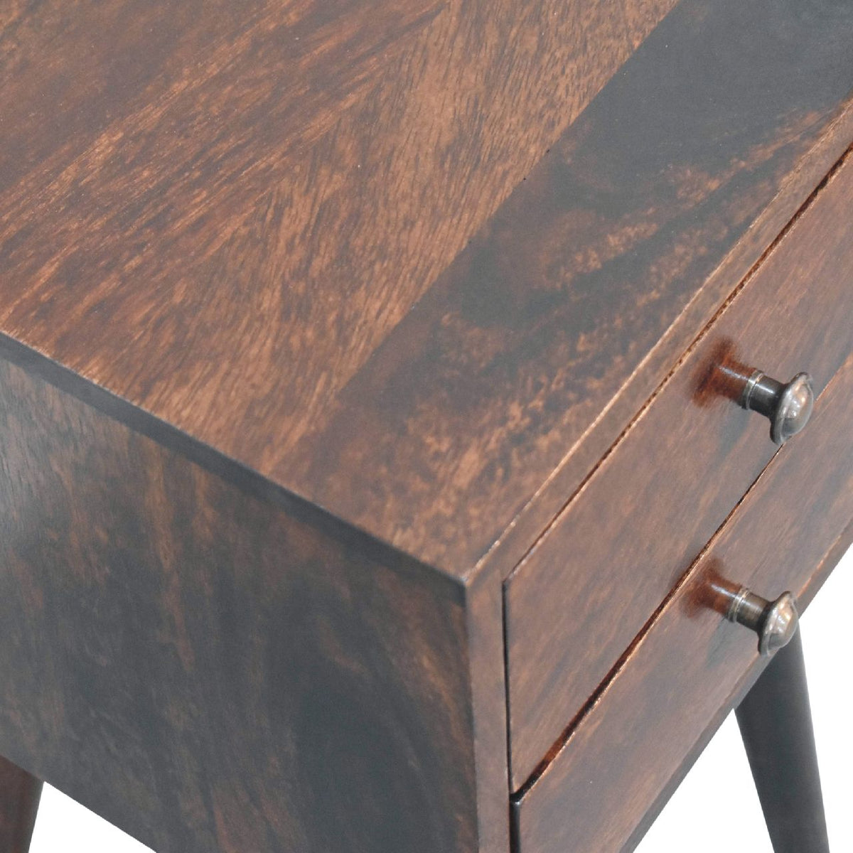 Mini 2 Drawer Walnut Nightstand