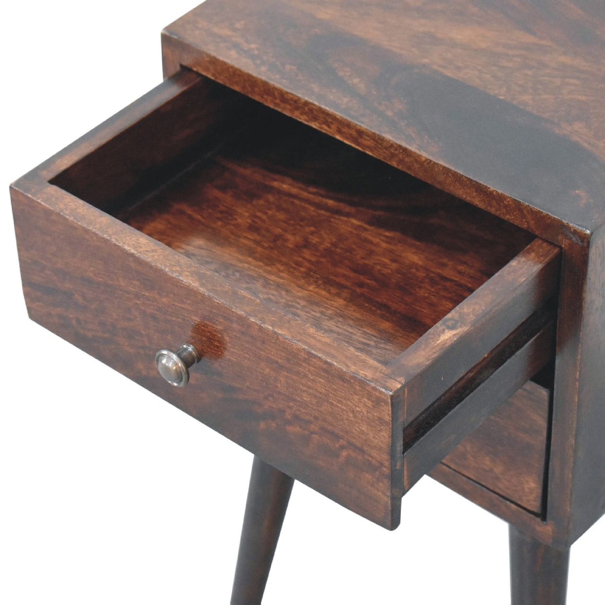 Mini 2 Drawer Walnut Nightstand