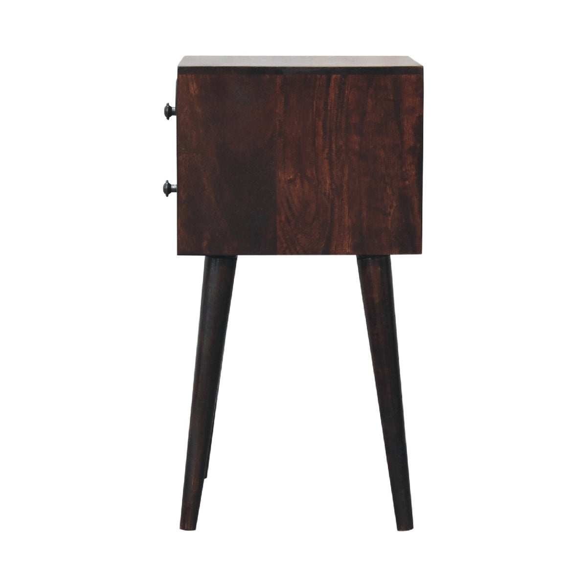 Mini 2 Drawer Walnut Nightstand