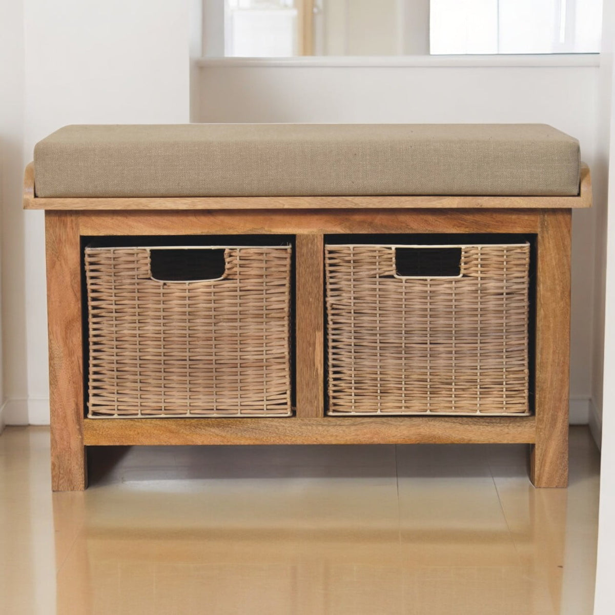 Rattan Basket Linen Bench