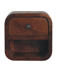 Extra Mini Curved Chestnut Bedside with Open Slot
