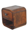 Extra Mini Curved Chestnut Bedside with Open Slot
