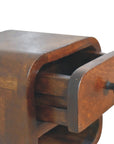 Extra Mini Curved Chestnut Bedside with Open Slot