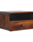 Large Chestnut Curve Upper Slot Floating Bedside