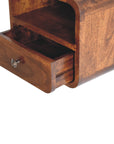 Extra Mini Wall Mounted Curved Chestnut Bedside with Open Slot