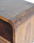 Extra Mini Wall Mounted Curved Chestnut Bedside with Open Slot