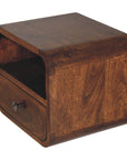 Extra Mini Wall Mounted Curved Chestnut Bedside with Open Slot