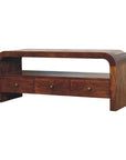 Darcy 3 drawer Open Shelf Chestnut Media unit