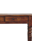 Turned Legs 3 Drawer Chestnut Console