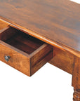 Turned Legs 3 Drawer Chestnut Console