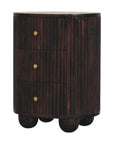 Curved Fluted 3-Drawer Bedside