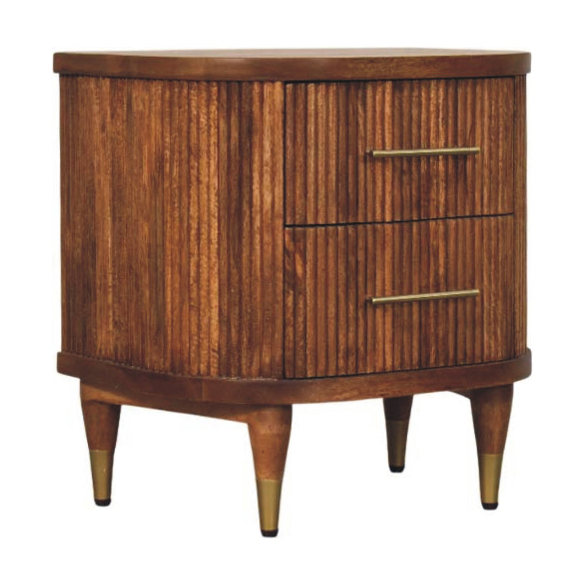 Ribbed Bedside with Brass Accents