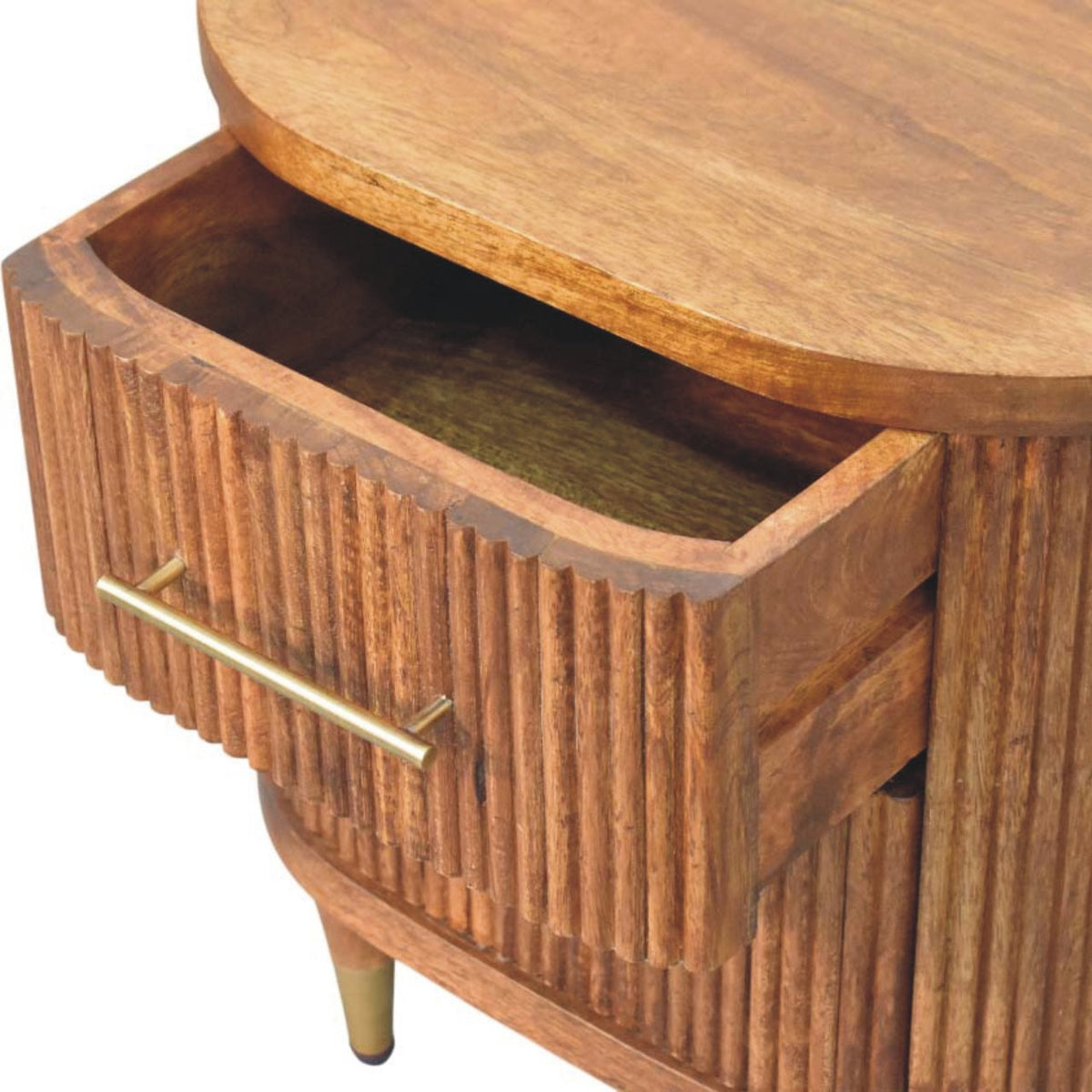 Ribbed Bedside with Brass Accents